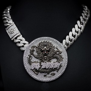 Pendentif Dragon en Argent 925 pour Homme avec Incrustation de Diamants, Style Hip-Hop, Breloque Thème, Port Quotidien, Coupe Ronde Brillante, Micro-Incrustation - Product Image 5