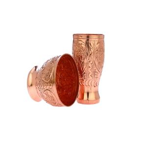Gobelet en verre et cuivre de haute qualité avec motif sculpté à la main, en métal actuel - Product Image 1
