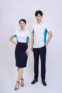 เสื้อเชิ้ตสีขาวสไตล์เวียดนาม แต่งขอบสีฟ้า ผ้าโพลีเอสเตอร์เนื้อนุ่ม ระบายอากาศดี แขนสั้น โลโก้ด้านหน้า น้ำหนัก 200 กรัม - Product Image 2