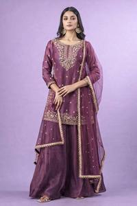 Antra Lifestyle Indian Ethnic <b>Silk</b> Stitched Pakistani Heavy Embroidery <b>Kurta</b> / Kurti Women Party Loose Fit Winter Summer - Product Image 2
