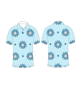 Polo pour homme à manches courtes, imprimé floral bleu ciel, décontracté, pour l'été, pour le golf - Product Image 3