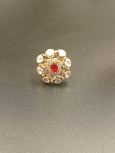 Amaira Jewels Floral Shape <b>Gold</b> Plated Silver Red Doublet Stone Classic <b>Cocktail</b> <b>Ring</b> for Women's Wedding Gift - Product Image 2