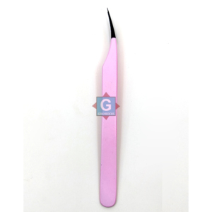 แหนบต่อขนตาปลายหยักเคลือบผงสีชมพู รุ่น Gray Rocks ทำจากสแตนเลสสตีลป้องกันไฟฟ้าสถิตย์ พร้อมด้ามจับไฟเบอร์ - Product Image 2