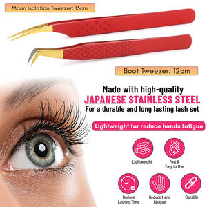 Pince à cils Fiber Grip à pointe fine droite pour extensions de cils volume 90 °   Outil en acier inoxydable pour volume russe - Product Image 4