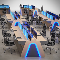 Console de salle de contrôle intégrée, mobilier de centre de commandement industriel, poste de travail de surveillance et de dispatchage de sécurité
