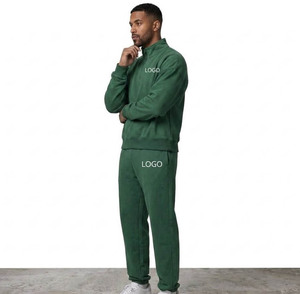 Unisex Navy Blue Quarter-Zip Tracksuit Set Full Sleeve Solid Color Casual Wear Breathable Cotton Sweatshirt <b>Pants</b> Autumn Style - Product Image 6