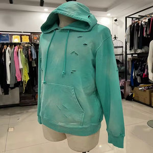 Vente en gros de sweats à capuche et sweat-shirts pour hommes en tissu polaire anti-plis effet délavé, avec logo brodé, pour usage extérieur - Product Image 3