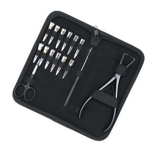 Kit d'outils premium pour extensions capillaires en acier inoxydable, pince à double ressort pour retirer les perles, ciseaux de coupe à poignée antidérapante et crochet - Product Image 1