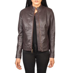 Women Leather Blazer <b>Jacket</b> Ladies Office Coat Genuine Leather Outerwear Wholesale Manufacturer Bulk - Product Image 5