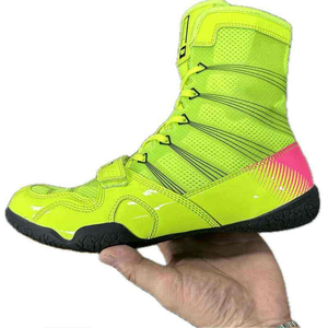 Botas de Lucha Libre de Cuero Genuino OEM para Hombre con Logotipo Personalizado, Alta Calidad, Marca Propia, Color Personalizado, Forro de Malla para Verano e Invierno - Product Image 1