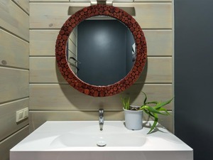 Handmade Contemporary Round Wooden Wall <b>Mirror</b> Natural Wood Slice Frame 24 Inch Smooth Edge Indoor Use REHMAN <b>CRAFT</b> - Product Image 1