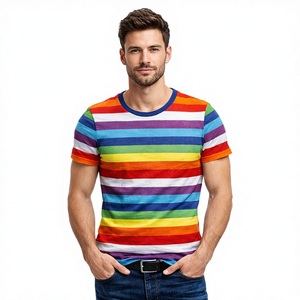 Camiseta de Cuello Redondo a Rayas Azul Gris para Hombre, Talla Grande |   Camiseta Casual de Manga Corta, Lisa, Holgada, Personalizable para Uso Diario - Product Image 1