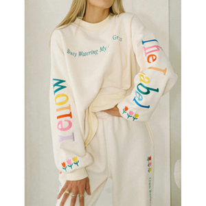 Sudadera de Cuello Redondo para Mujer, Marca Mellow Label, 100% Algodón, Tejido de Punto, Informal, con Bordado de Letras, Estilo Primavera - Product Image 6