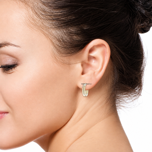 Pendientes de Aro Abiertos de Lujo con Tres Hileras de Diamantes Cultivados en Laboratorio en Oro de 10K, 14K, 18K y Plata 925, 935, Joyería Fina - Product Image 3
