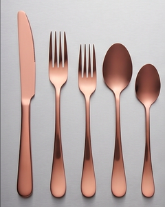 Modern Rose Gold Flatware Set Matte Finish Dishwasher <b>Safe</b> <b>Knife</b> Fork Spoon Serving Cutlery For Wedding Use - Product Image 1