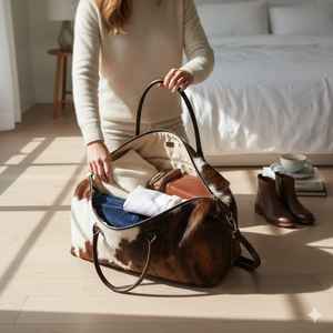 Bolsa de Viaje de Cuero Genuino con Cierre de Cremallera, Gran Capacidad, Modelo LHODB-0051 - Product Image 3