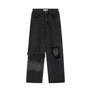 Jeans en denim pour garçon AMS SPORTS INTL, coupe ample, 100% coton, écologique, respirant, streetwear décontracté, imperméable, couleur foncée - Product Image 1