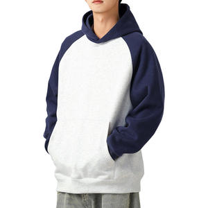 Sweat-shirt à capuche pour homme, rouge et crème, manches raglan, coupe ample, couleur unie, tricoté, pour l'automne, 100% coton - Product Image 3