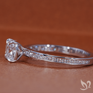 1CT Cushion Cut Lab <b>Diamond</b> <b>Ring</b> Channel Pave Band IGI Certified 10K White Gold Engagement <b>Ring</b> - Product Image 2