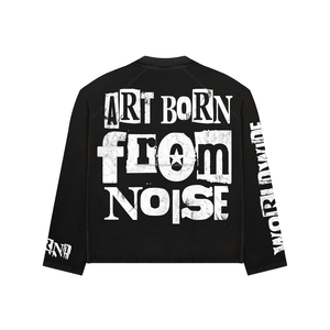 Custom Printed Distressed Acid Wash T-Shirts 260gsm French Terry Boxy <b>Tshirts</b> Oversized Heavyweight Men <b>Long</b> Sleeve T Shirt - Product Image 3