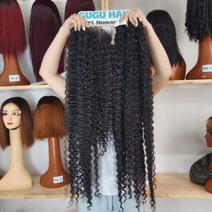 Lots de Cheveux Humains Vierges Bruts 100% Vietnamiens, Boucles Birmanes Noires Naturelles pour Closure et Frontal en Dentelle, Trame de 40 Pouces - Product Image 2