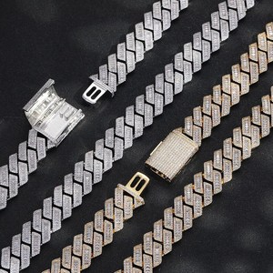 Export Quality 925 Silver Moissanite Cuban Link Chain Iced Out Hip Hop <b>Necklace</b> <b>for</b> <b>Men</b> Women Premium Available At Reasonable - Product Image 3