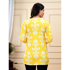 เสื้อทูนิคพิมพ์ลายลำลองสำหรับผู้หญิงจาก Aarti Fashion เอวธรรมชาติ คอทรงโอ แขนสามส่วน ผ้าทอ ใส่ได้ทุกฤดู - Product Image 5