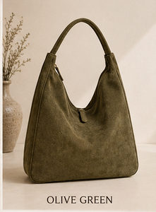 Sac fourre-tout minimaliste en daim véritable avec fermeture éclair et chaînes, couleur unie, sac à main pour femme pour un usage quotidien - Product Image 6