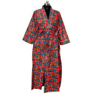 Kimono en fibre naturelle Coton pour la respirabilité et le confort Kimono à encolure en V avec design simple et imprimé floral pour une tenue décontractée - Product Image 1