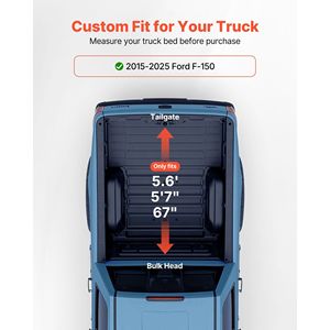 Cubierta enrollable suave para caja de camioneta compatible con Ford F-150 2015-2025, apta para caja de 5.6 pies (5 pies 7 pulgadas/67 pulgadas), triple capa, resistente. - Product Image 2