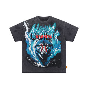 First Row Streetwear 260g Heavyweight Cotton T-shirt Oversized High Street Style Vintage Wash Custom Print in Stock Wholesale - Product Image 2