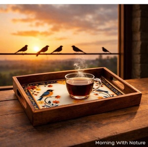 ถาดไม้มะม่วงพร้อมพิมพ์เคลือบสำหรับขนมชากาแฟ - Product Image 6