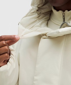 EVER GLOW Men's <b>White</b> Stand Hooded Puffer Jacket <b>Quarter</b>-<b>Zip</b> Breathable Windproof Standard Polyester Winter Casual Loose Fit - Product Image 6