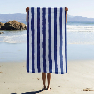 Serviettes de plage rayées rectangulaires en coton tissé, séchage rapide, absorbantes, pour piscine et bain, extra grandes et surdimensionnées - Product Image 4