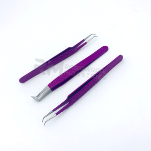 RMI pince à épiler pourpre à pointe argentée Volume pince à épiler d'extension de cils pince à épiler professionnelle en acier inoxydable de haute qualité - Product Image 5