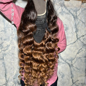 Cabello Humano Remy Rizado Indio de Calidad Súper Premium, Doble Trama HD para Peluca de Encaje, 250% de Densidad, Longitud Media, Color Marrón, Precio Bajo - Product Image 2