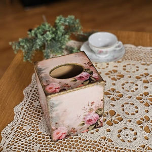Boîte à mouchoirs décorative en bois imprimé, fleurs rouges et oranges et feuilles vertes, pour la maison, le bureau, la table - Product Image 6