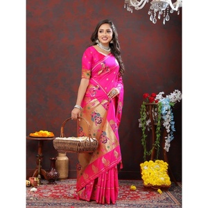 DISEÑADOR PAITHANI SEDA SAREE CON BLUSA DESCOSADA RANI - Product Image 1