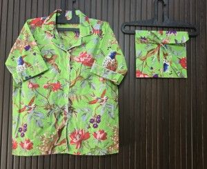 Conjunto de pijama de manga corta con estampado de pájaros para mujer, ropa de dormir informal de verano de tejido suave con patrón de pájaros verdes, 2 piezas, talla adulta, ropa de dormir de algodón para mujer - Product Image 5