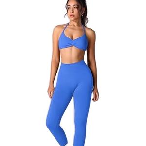 2026 Bestselling Custom Color Spandex/Cotton Women's Short set custom clor high quality breathable women's 2 piece set - Product Image 1