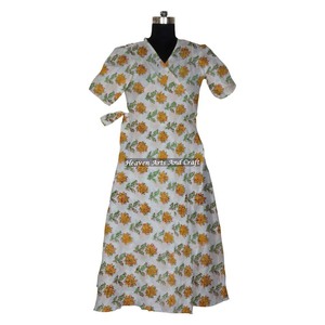 Floral Printed Indian Cotton Bathrobe Handmade <b>Maxi</b> Gown <b>Dress</b> <b>Kimono</b> Style Sleepwear Plus Size Wholesale Price - Product Image 3