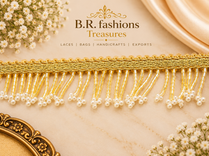 Bordure décorative en dentelle française géométrique dorée, perlée et brodée pour chaussures de mariée, sacs et robes - Product Image 2