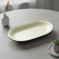 Premium Nordische Keramik-Steinzeugplatte 31,75 cm Oval Fischteller Modell 3460888-31X21 Ofen-, Spülmaschinen- und Mikrowellenfest BPA-frei