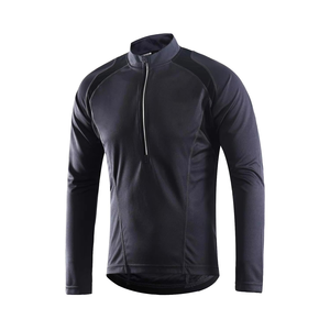 Camiseta de ciclismo de manga larga para hombre, transpirable, con protección UV, de secado rápido, para bicicleta de montaña, con cuello alto y bolsillos con cremallera - Product Image 2