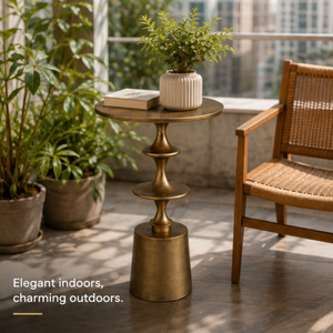 Antique <b>Gold</b> Metal Round Accent <b>Side</b> <b>Table</b> with Tiered Pedestal Design,Decorative End <b>Table</b> for Living Room Bedroom & Home Decor - Product Image 5