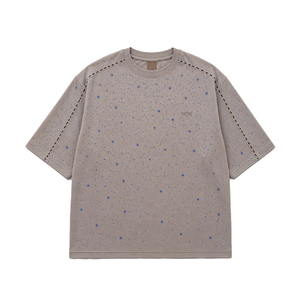<b>Rhinestone</b> Scattered women's shirt Custom Logo Drop Shoulder Modern Streetwear DTG Oversized T-Shirt Royal Blue <b>Rhinestones</b> <b>Top</b> - Product Image 3