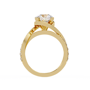 Bague de fiançailles croisée en or massif 14K avec diamant de laboratoire rond certifié IGI, alliance torsadée pavée, bijoux en gros - Product Image 5
