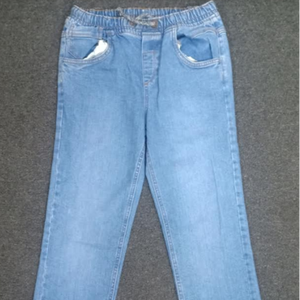 Joggers en denim solide de haute qualité pour hommes et adolescents - Coupe ajustée décontractée avec cordon de serrage (Bangladesh) Été Automne Hiver - Product Image 1