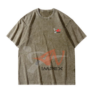 Camisetas Casuales de Manga Corta para Hombre, 100% Algodón, Lavado Ácido, con Logotipo Personalizado Bordado, Estampado en Blanco, Estilo Urbano, en Stock - Product Image 4