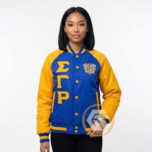 Veste universitaire personnalisée Sigma Gamma Rho en satin brodé matelassé imperméable à séchage rapide de haute qualité pour femmes - Product Image 3